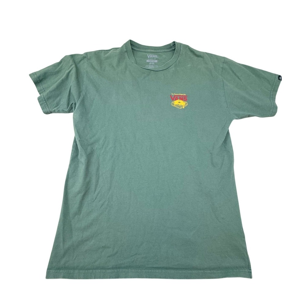 Vans Mens House of Waffles Graphic T-Shirt Green Short Sleeve Classic Fit Medium